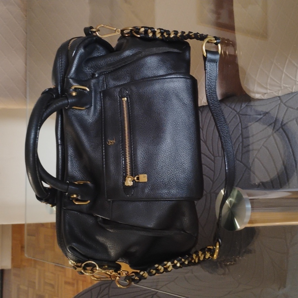 Elliott Lucca Black Satchel with Gold Accents